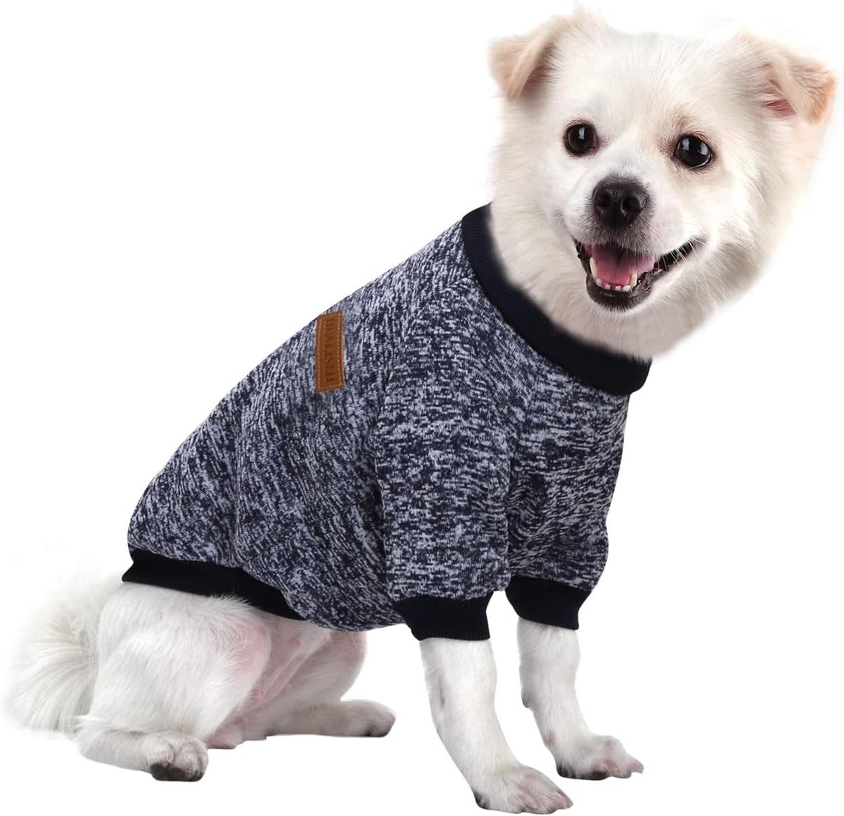 Hondentrui voor Chihuahua's en Bulldogs - Rekbare Fleece Trui voor Puppies (Navy, L)