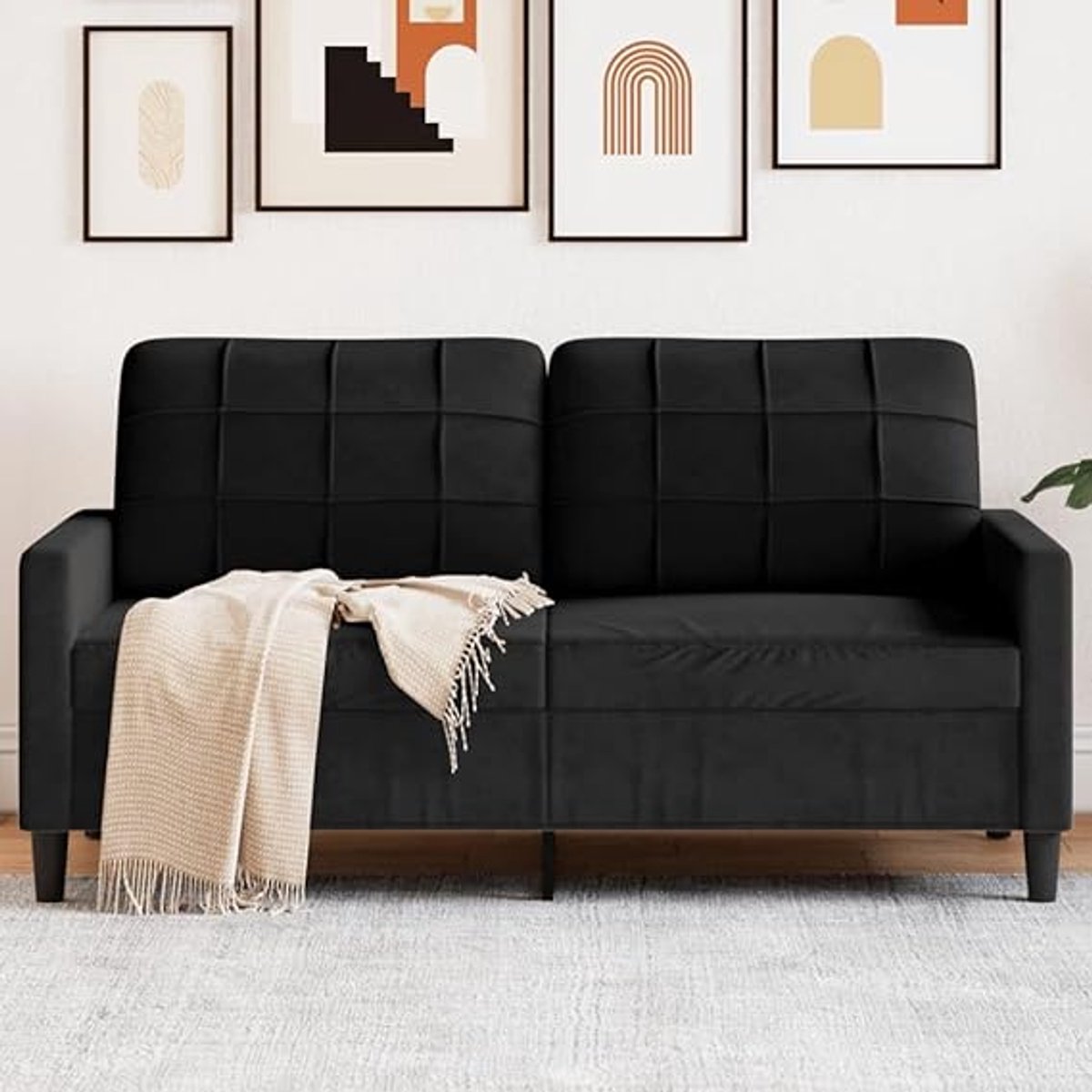 NoviLuxe Velvet 2-Zits Designbank 140 - Zwart - Novihome