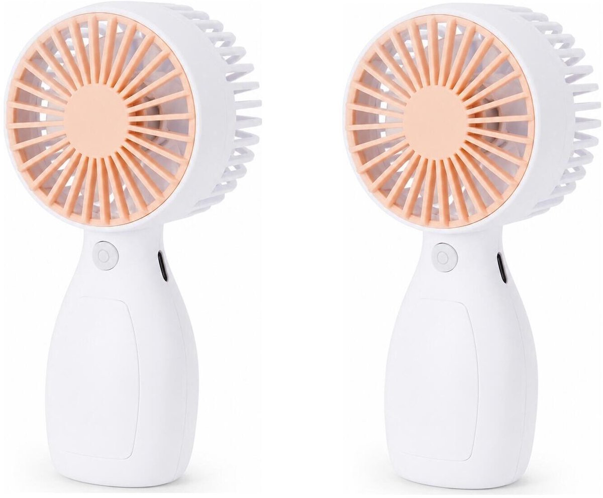 Cooling Mini handventilator - 2x - oranje - 6 x 12 cm - USB - verkoeling in zomer - Op batterijen