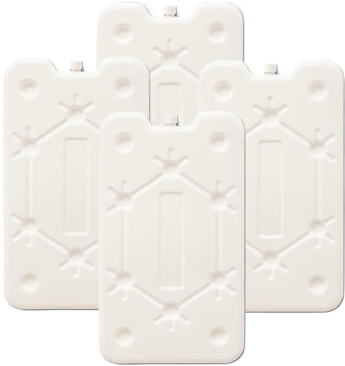 Platten koelelementen - 4x - wit - polyethyleen - 400 gram - L25 x B14 x H1,5 cm