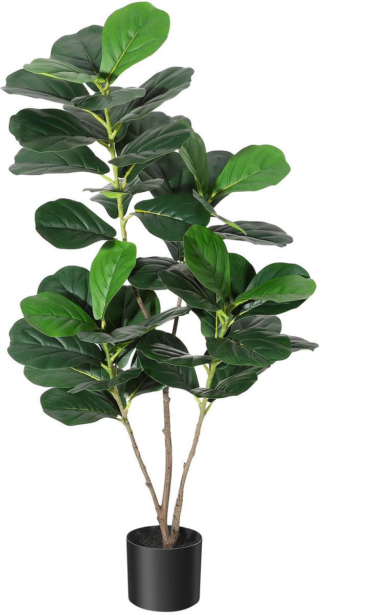 Triumpunpre 120 cm hoge kunst Ficus Lyrata boom, natuurgetrouwe bladvijg plant voor binnen en buiten, decoratie voor huis, kantoor en keuken Groen