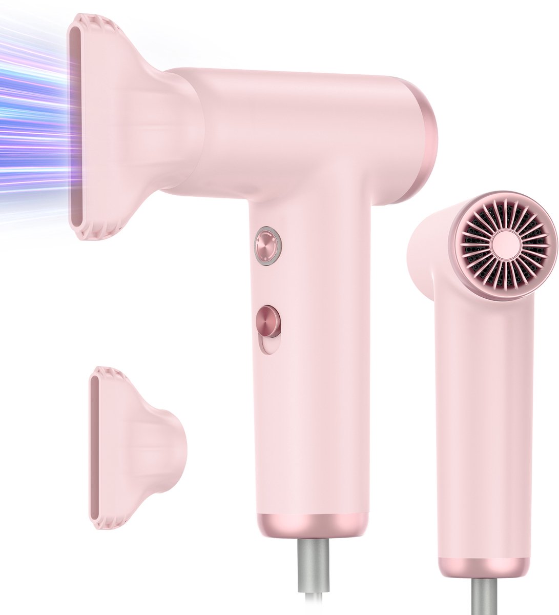 UKLISS High Speed Mini Haardroger 1000W Roze – Compacte Reis Föhn met Blaasmond, Krachtige Luchtstroom en Lichtgewicht Design