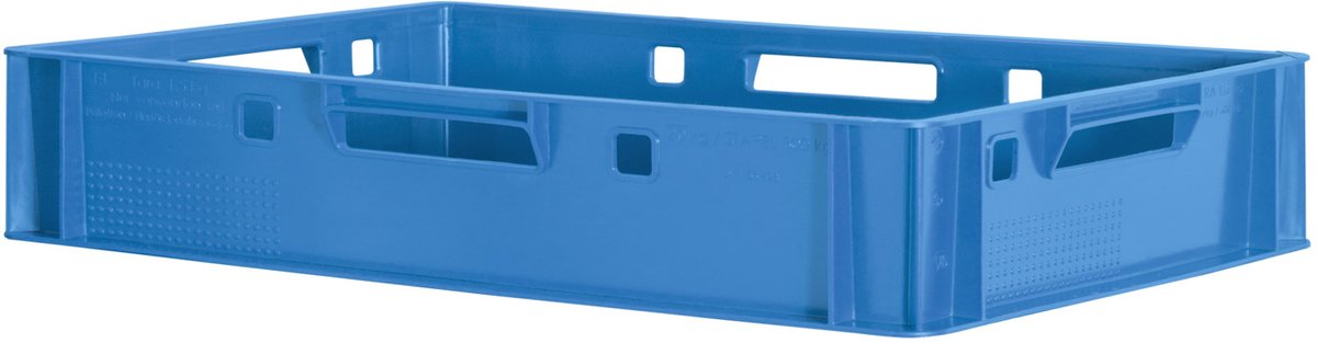 1 E1 Vleeskrat, Blauw, Eurobox, Voedselveilig, Slagerskrat, Opbergdoos, Plastic Bak, Stapelbaar, 60 x 40 cm, Kingpower