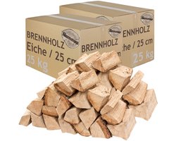 Brandhout, eikenhout, 50 kg, voor kachels, open haarden, vuurkorven en barbecues, 25 cm lang, ovengedroogd, flameup