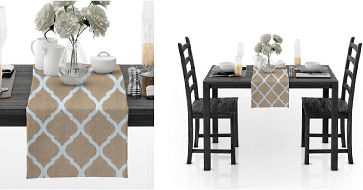 Tafelloper Katoen - Tafelkleed Loper - Feestelijke Decoratie - Kreuk- en Krasbestendig - 30x180CM - Geel