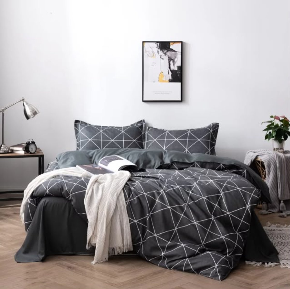Dekbedovertrek - Micropercal - Soepel & Zacht - Lits-Jumeaux - 240 x 220 cm - Black box