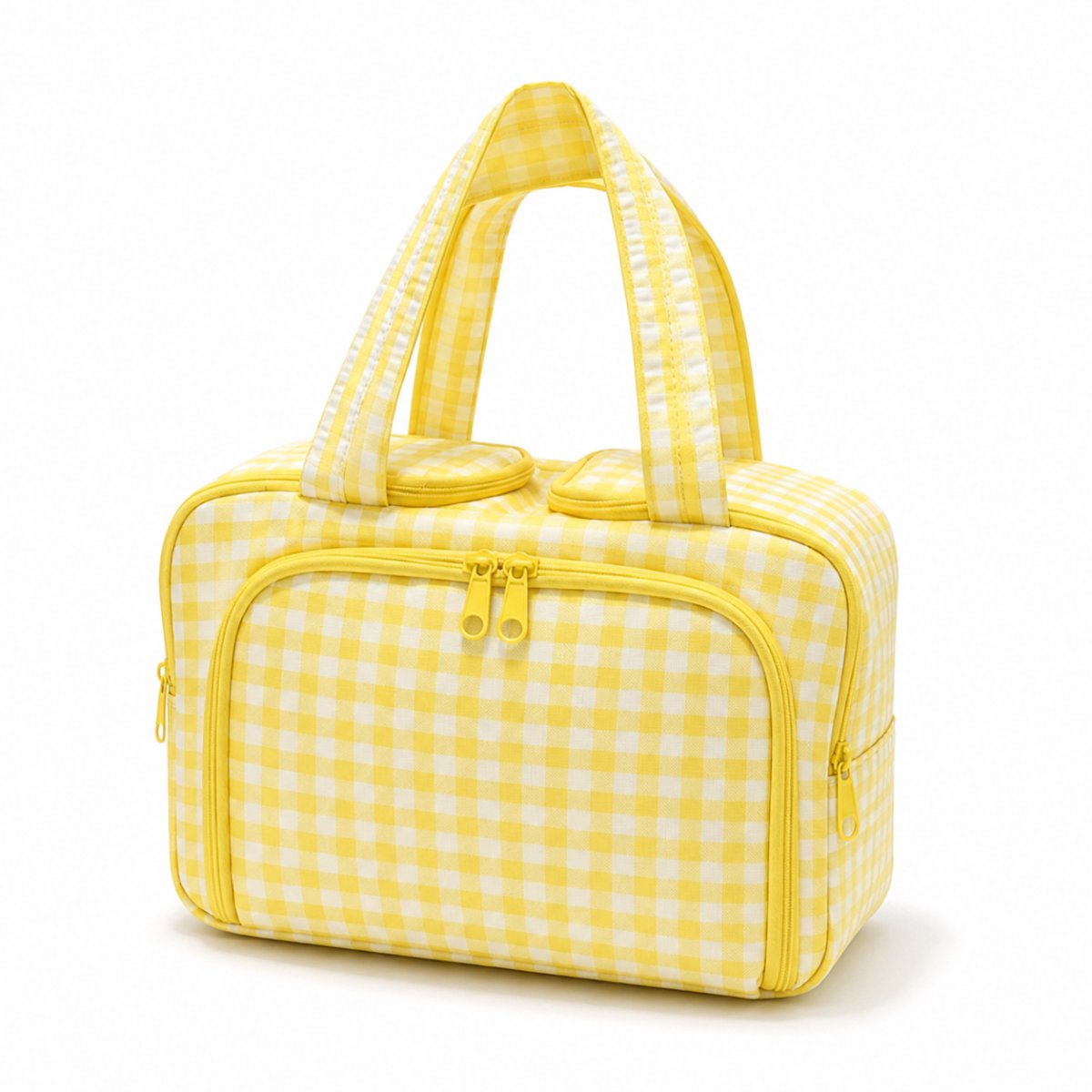 Grote Toilettas Dames - Pof Make-up Tas met Brede Opening - Luxe Reis Toilettas met 4 Vakken en Droog-nat Scheiding - Luxe Reisetui voor Cosmetica -geel