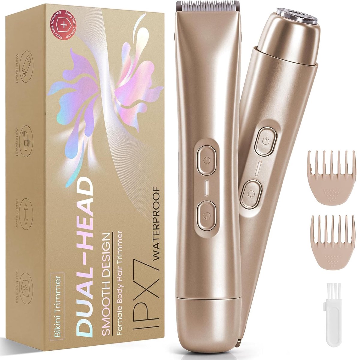 SnelShoppen - Scheerapparaat voor Dames 2-in-1 Dubbel Hoofd - Intieme Scheerapparaat voor Vrouwen - USB Oplaadbaar - Elektrisch Scheerapparaat voor Ge