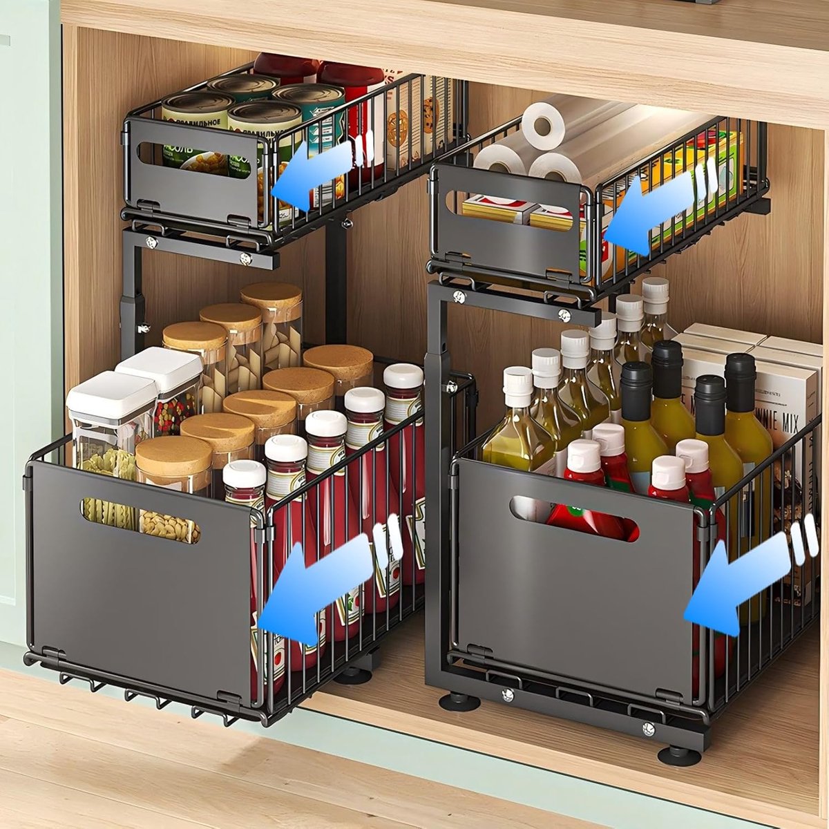 SnelShoppen - Onder de Wasbak Opbergrek - 2-Laags Uittrekbaar Metaal Organisator voor Keuken en Badkamer - Multifunctionele Kast Organizer voor Kruide
