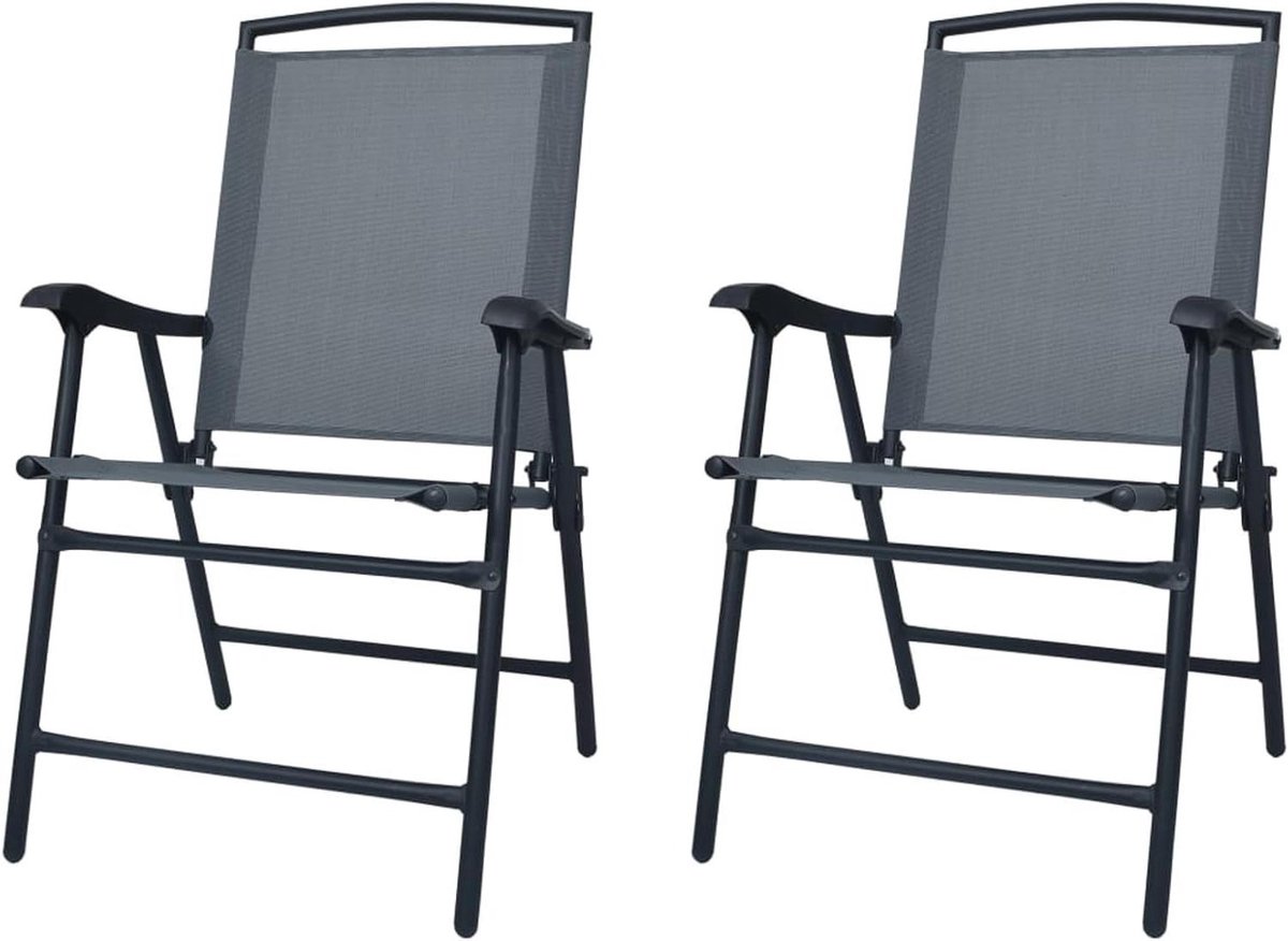 Opvouwbare Tuinstoelen - Terrasstoelen Buitenstoelen - Buiten Zitten - Texilene Stof - 2 stuks - Grijs
