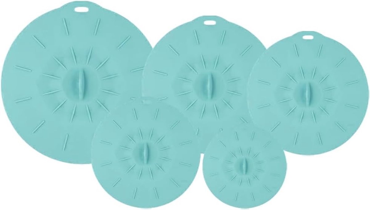 Herbruikbare silicone deksels set van 5 maten, universele voedselafdekking voor kommen, borden en potten