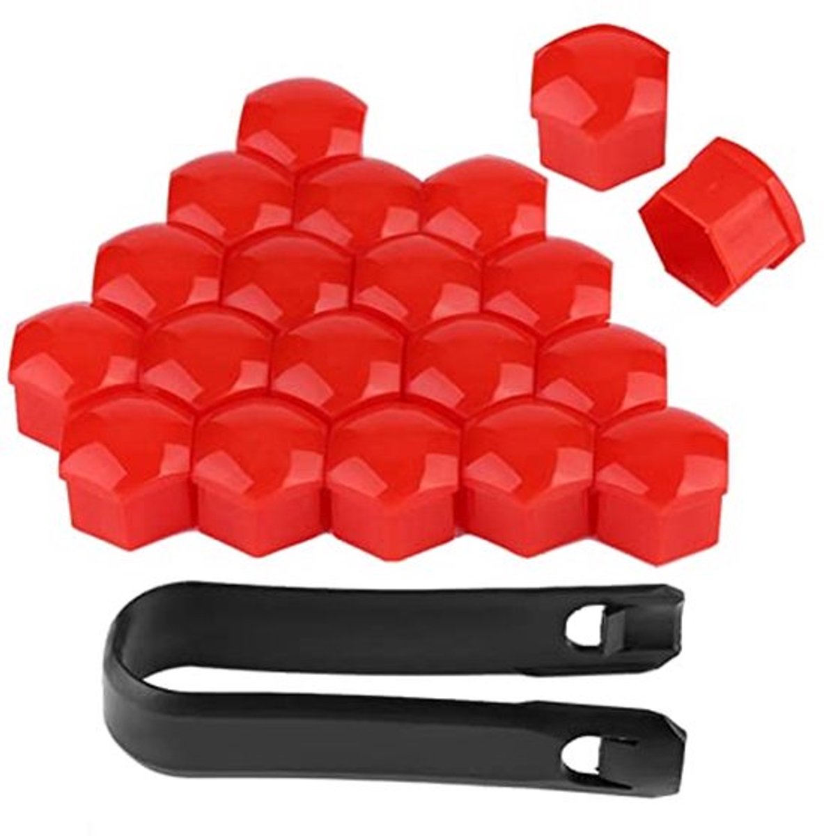 20 Stuks 19mm Wielmoerkappen - Nylon PA66, Buitenbescherming, Rood