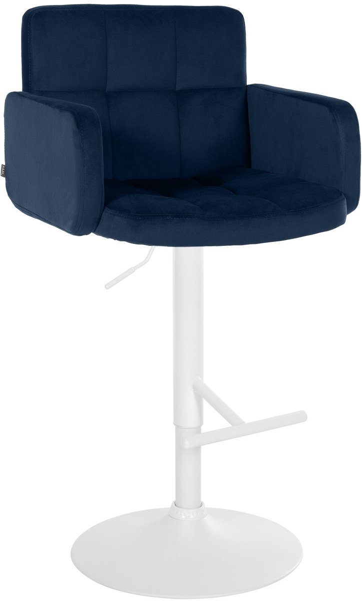 CLP Barkruk Los Angeles fluwelen bekleding, in hoogte verstelbaar, draaibaar, tot 150 kg wit/blauw