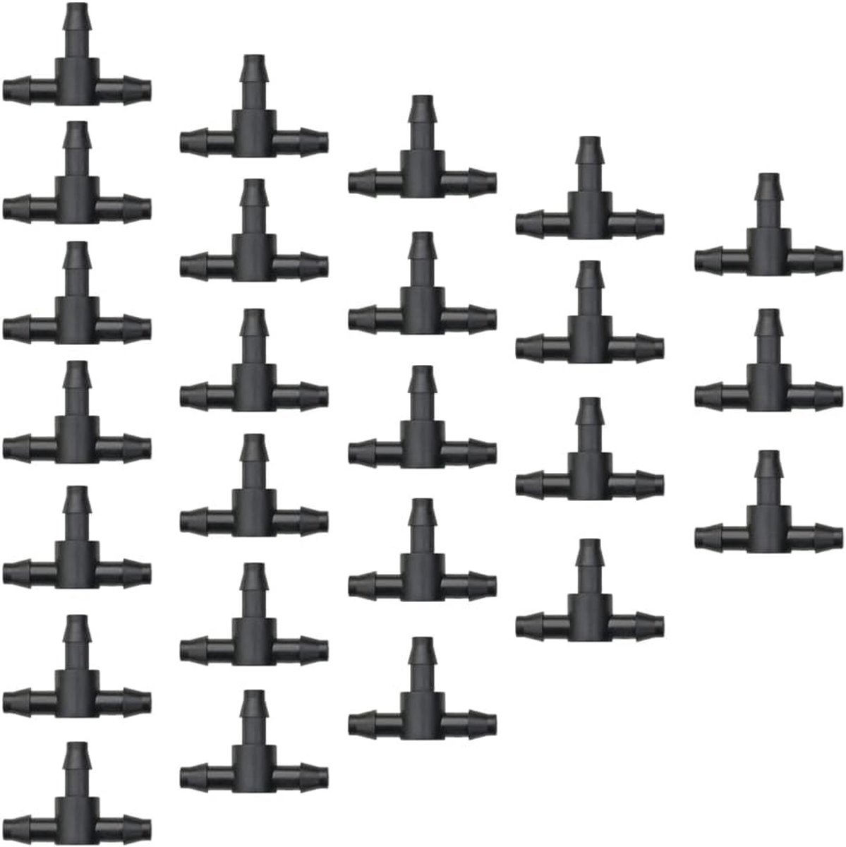 Barbed Connector T-stukken 4/7mm voor Dungarees DIY Drip Irrigatiesysteem met Timer - 100 Stuks voor Tuinplanten en Atomisatie