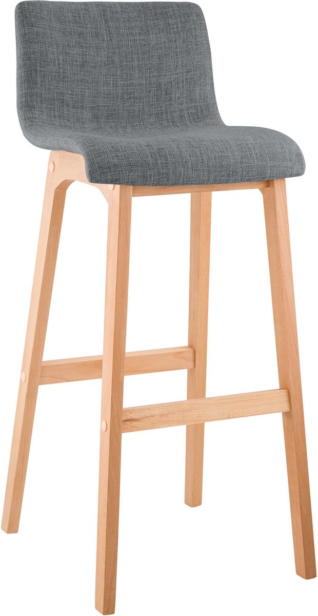 CLP Hover Barkruk - Hout frame - Stof licht grijs/natura