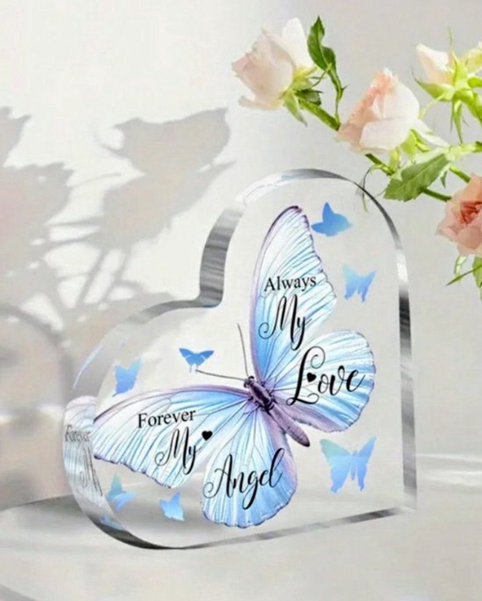 Cadeau - Forever My Angel - Always My Love - Herdenking - Blauwe vlinder - Gemis - Geschenk - Kado - Troost - Heaven - Hemel - vlinder - Decoratie - Heaven - Hemel - Overleden - Troost