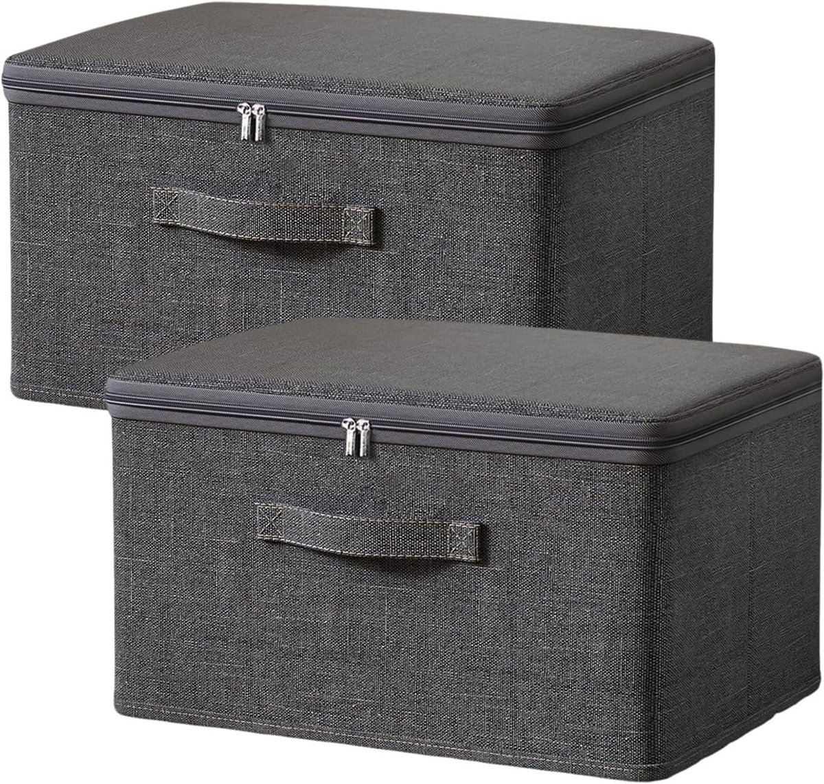 Set van 2 Opvouwbare Opbergdozen met Deksel en Handvat voor Kleding en Dekbedden - XXL Formaat 49 x 37 x 31 cm, Ideaal voor Organisatie en Ruimtebesparing