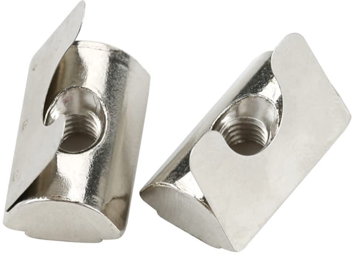 T-Slotted Moeren met Veerplaat voor M5/M6/M8 - Standaard T-Nut Slider van Koolstofstaal voor Aluminium Profiel 30/40/45 Series, Ideaal voor Constructies en Bevestigingen