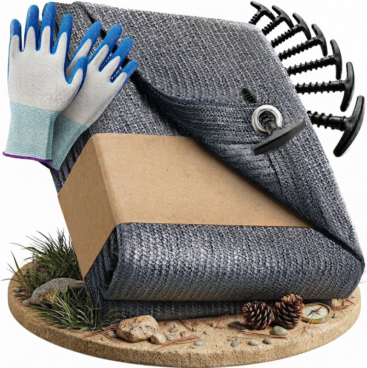 Livatto Outdoortapijt blauw/grijs 250 x 500 cm - Luifelmat voor camping/caravan/camper met draagtas, tuinhandschoenen en 8 T-haringen