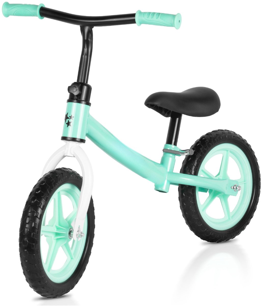 Playos® - Balansfiets - Zwart / Turquoise - vanaf 2 jaar - tot 35 kg - Verstelbare Hoogte - Lichtgewicht - Foam Wielen - Antislip - Loopfiets - Balanceren - Balansfiets