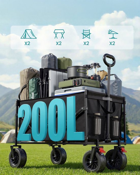 SONGMICS GFW201B101 - Opvouwbare Bolderkar - Transportwagen 200 L - Met Handgreep en 4 Versterkte Wielen - Voor Buiten Gebruik van Songmics — afbeelding 3