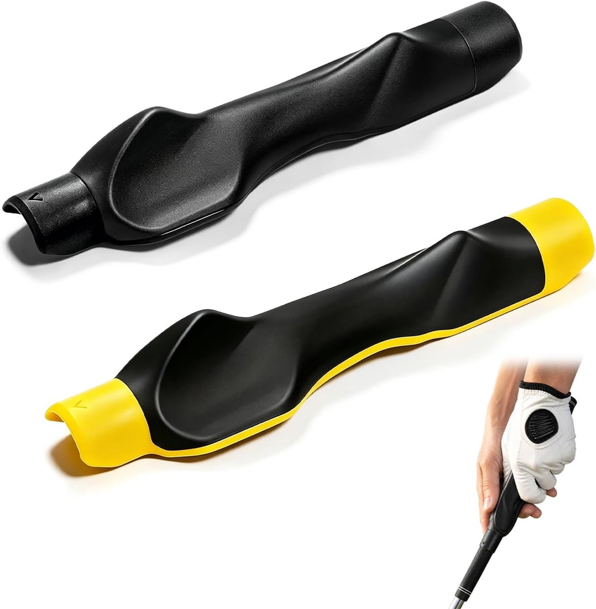 Golf Grip Trainingshulpmiddel - 2 stuks - Correctie Greep Trainer - voor Juiste Golfstick Greep - zwart - geel