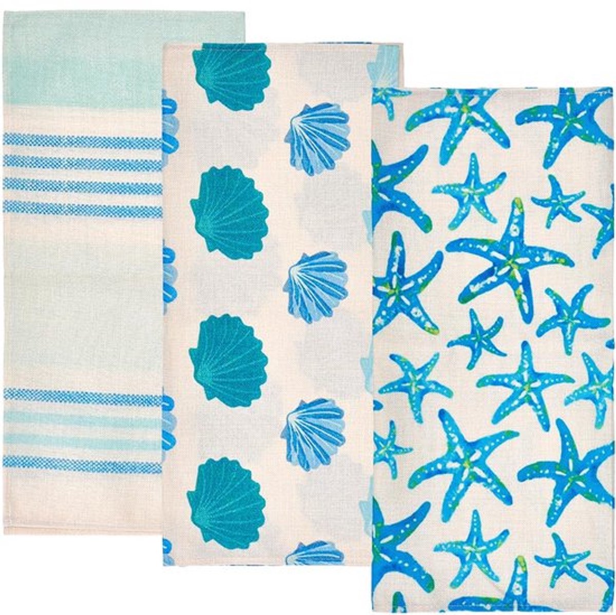stuks 3 stijlen blauwe keukendoeken doek wasbaar zee oceaan strand thema kam huis thema zeesterren schelpen collectie vaatdoekenset voor thuis schoonmaken vaatdoeken