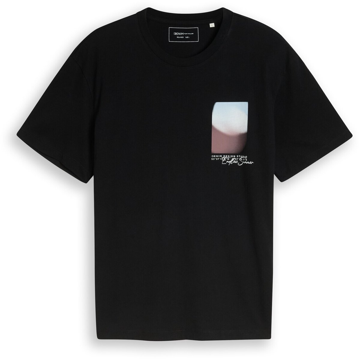 Tom Tailor Denim - T-shirt met relaxte pasvorm en print - Maat XS - Black