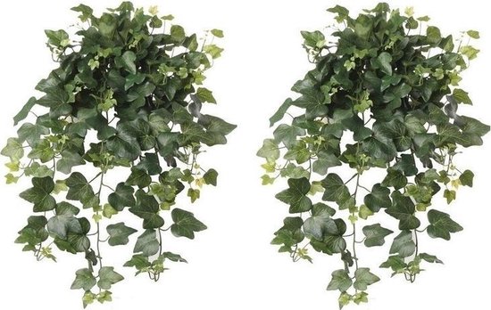 2x Groene Hedera Helix/klimop kunstplant 65 cm voor buiten – UV kunstplanten/nepplanten – Weerbestendig