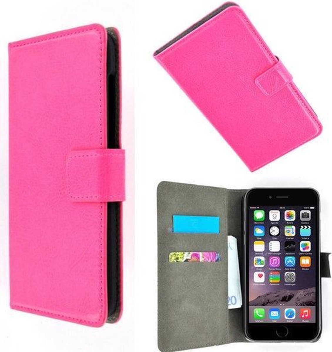 Geschikt voor Apple iPhone SE Wallet Bookcase hoesje Roze