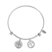 CO88 Collection Sense 8CB 20006 Stalen Armband met Hangers - Zirkonia Bloem en Vlinder - One-size - Zilverkleurig