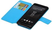 Cross Pattern TPU Bookstyle Wallet Case Hoesje voor Xperia Z3 Compact Blauw