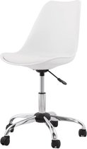 DS4U® ralf bureaustoel - kunststof - PU leer - chroom - wit - verstelbaar - met kussen en wieltjes