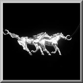 Prachtig paardencollier van echt zilver met 2 paarden