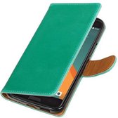 Pull Up TPU PU Leder Bookstyle Wallet Case voor HTC 10 Groen