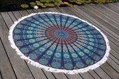 Bohemida Roundie - XL Blue Paradise Franjes - Strandlaken - 100 % Duurzaam Katoen