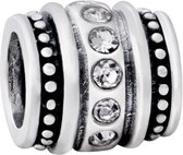 Quiges - 925 - Zilveren - Bedels -Sterling zilver - Beads - Koker met Zirkonia Kraal Charm - Geschikt – voor - alle bekende merken - Armband Z327