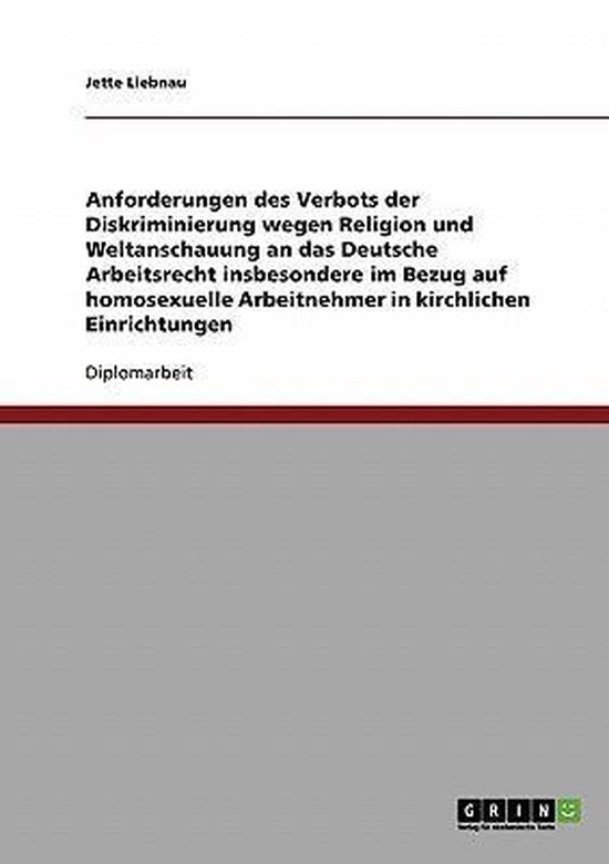Homosexuelle Arbeitnehmer in Kirchlichen Einrichtungen. Anfo ... - cover