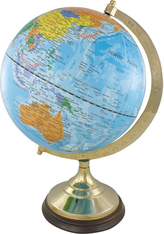 Karakteriseren de studie Gedachte Globe - Wereldbol - Donkerblauw - Hout & Messing - Luxe uitvoering - Extra  groot formaat | bol.com