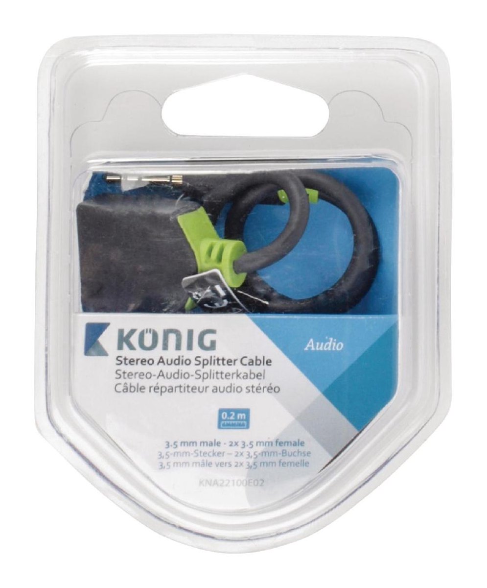 Konig 3,5mm Jack stereo audio splitter - zwart - 0,20 meter