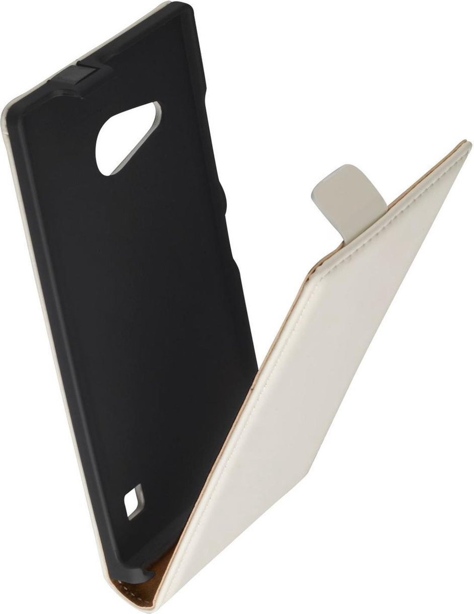 Lelycase Premium Lederen Flip Case Cover Hoesje Nokia Lumia 730 Wit