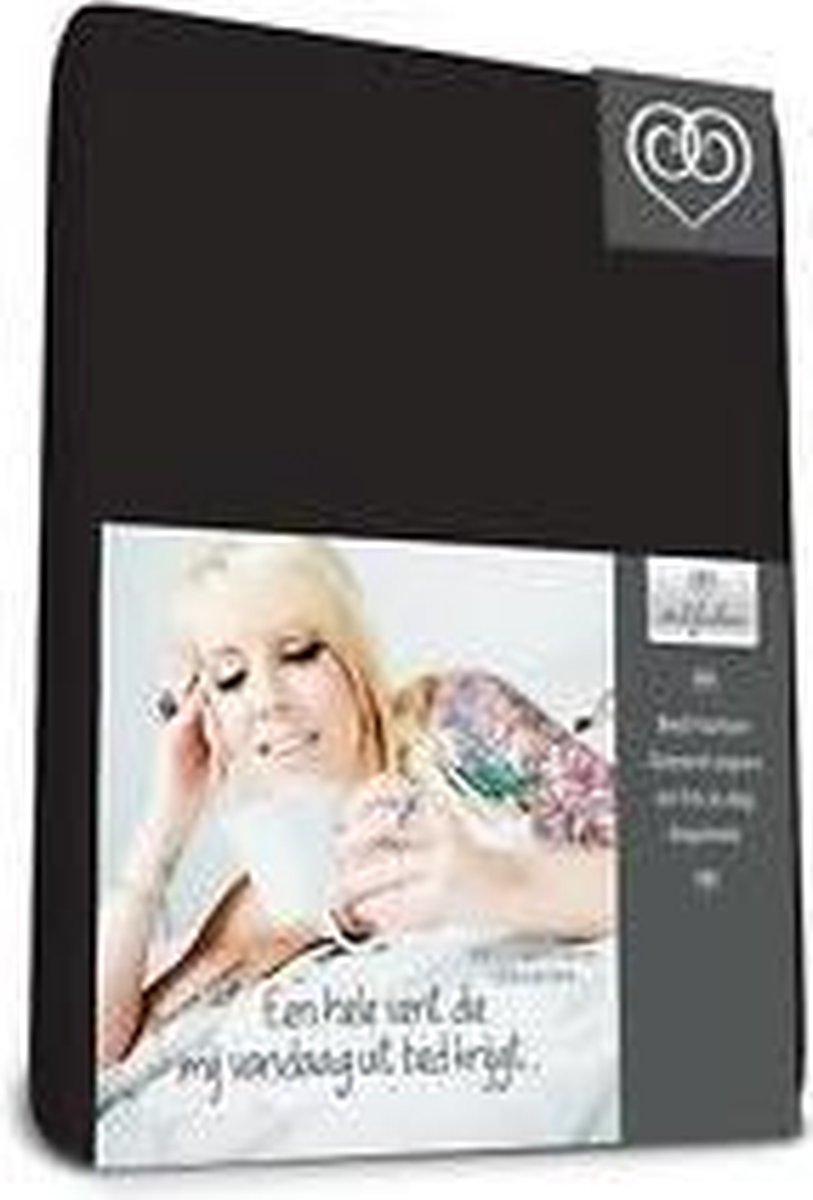 Bed-Fashion jersey hoeslaken voor boxspring Zwart - 90 x 210 cm - Zwart