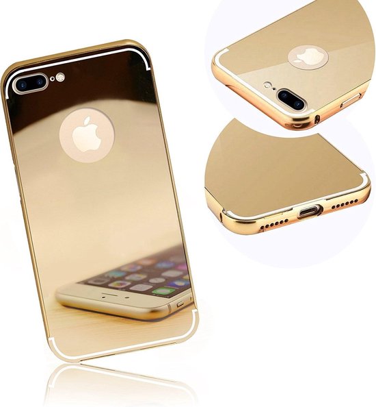 Fondsen pastel Opnemen Apple iPhone 8 Plus / 7 Plus - Spiegel Hoesje Goud met Metalen Bumper  (Golden Mirror... | bol.com