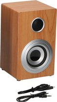 Soundlogic Retro Draadlloze Speaker - Oplaadbare Accu - Hout Design - Bluetooth / Aux (lichtbruin)