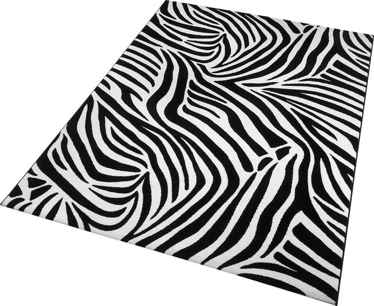 Zebra vloerkleed 120cm x 170cm zwart Robin Design