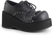 Dank-110 plateau Oxford schoen met studs, spikes en mini rozen zwart - (EU 35 = US 5) - Demonia