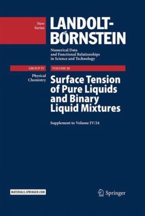 Surface Tension of Pure Liquids and Binary Liquid Mixtures Supplement