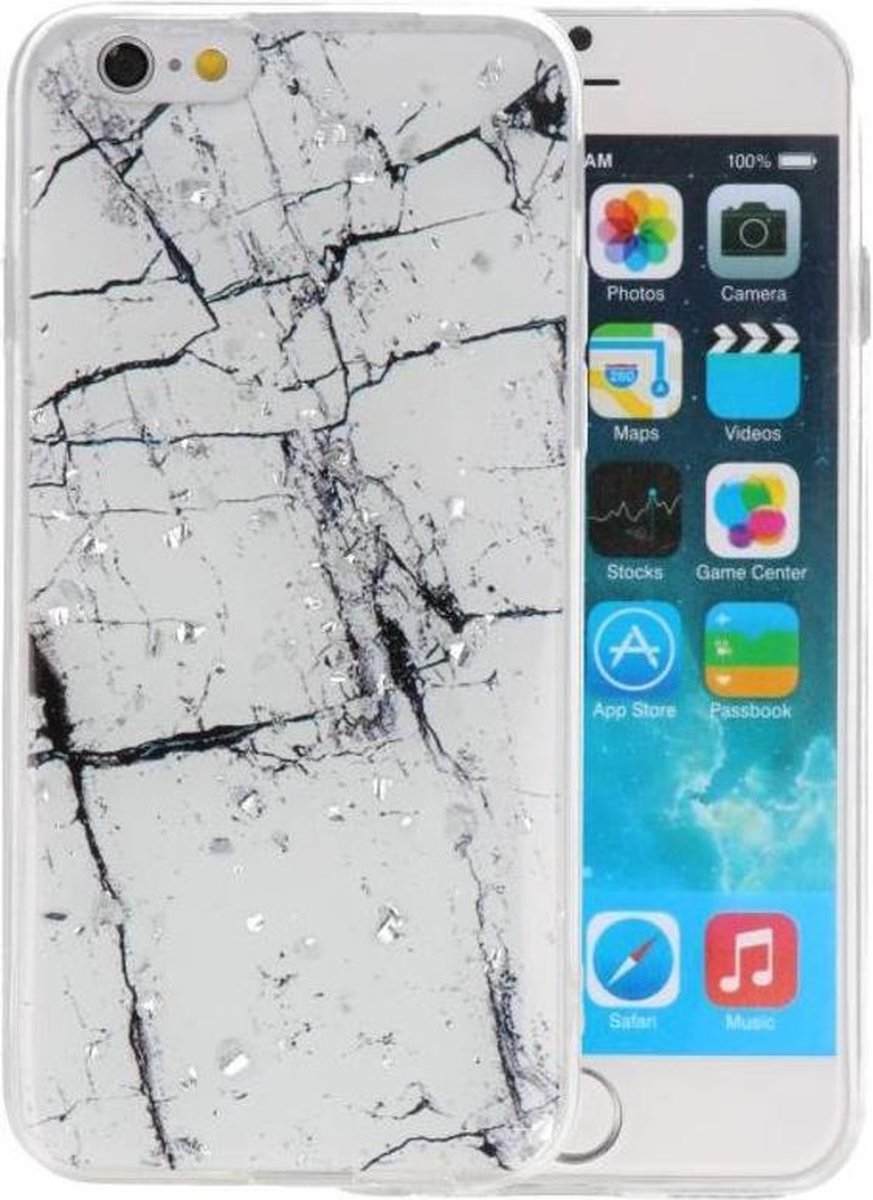 Marble Wit Print Hardcase - Hoesje Geschikt voor iPhone 6