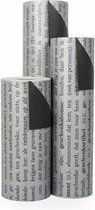 Cadeaupapier Zwarte Tekst op Zilver - Rol 50cm - 200m - 70gr | Winkelrol / Apparaatrol / Toonbankrol / Geschenkpapier / Kadopapier / Inpakpapier