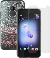 MP Case glasfolie tempered screen protector gehard glas voor HTC U11 + Gratis Mandala design TPU case hoesje voor HTC U11